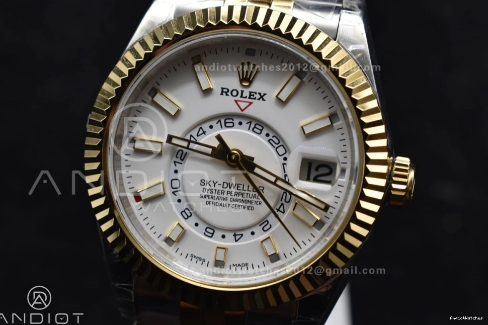 Best 1113 SS SS Skydweller Noob YG Dial YG A23J Bracelet White EasyCare Edition On 0317